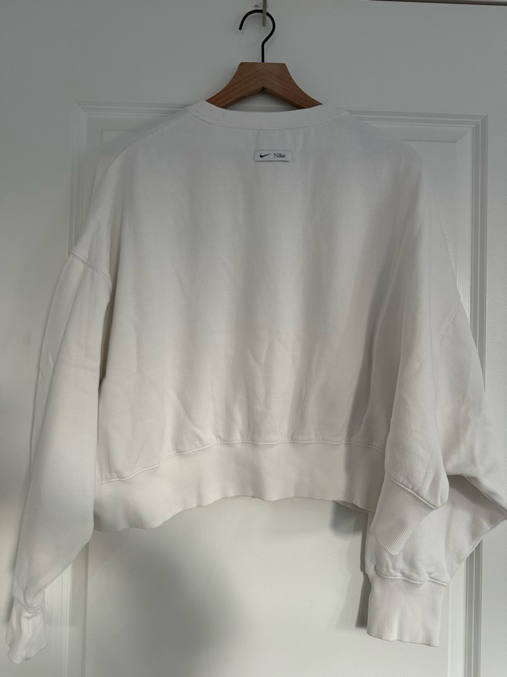 Nike White Cropped Sweatshirt with Black Logo - Picture 3 of 6